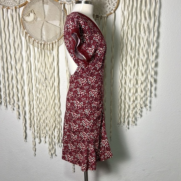 Free People NWOT Burgundy Floral Sweet Talker Mini Dress Size Small - Picture 6 of 13